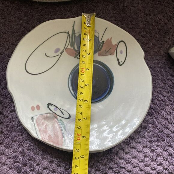 Handcrafted Artisan Cup Mug Saucer Studio Thrown Pottery‎ Drip Glaze Signed - Picture 9 of 13